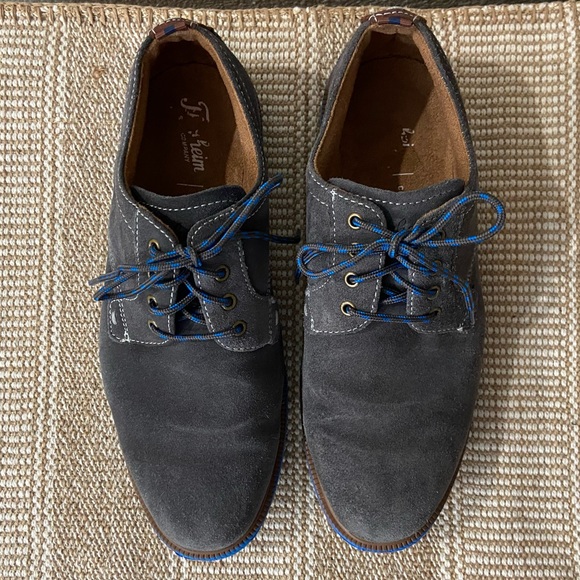 Florsheim Gray Blue Leather Suede Lace Up Plain ToeComfortech Supacush Jr Oxford - Picture 3 of 11
